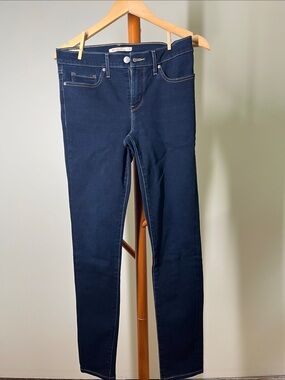 Women's Skinny Jeans in Dark Blue Stretch Denim